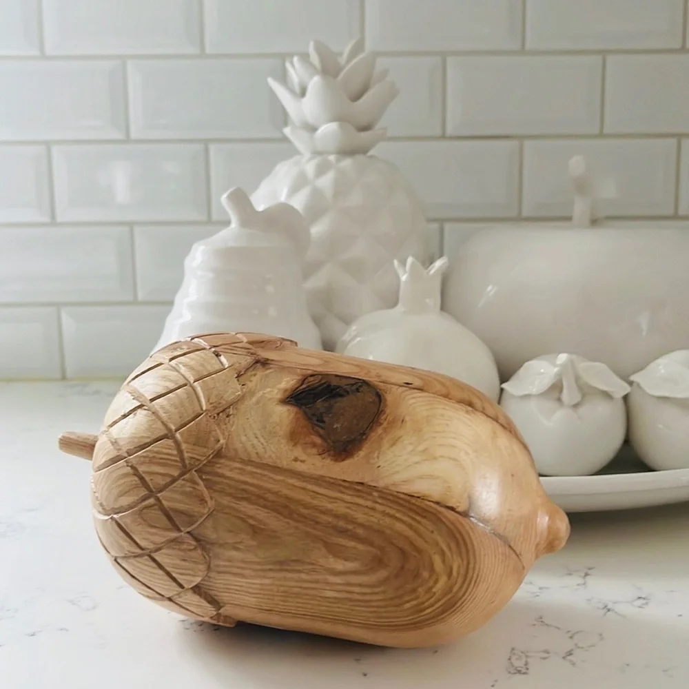 Crate&Barrel Large Wood Acorn Sculpture